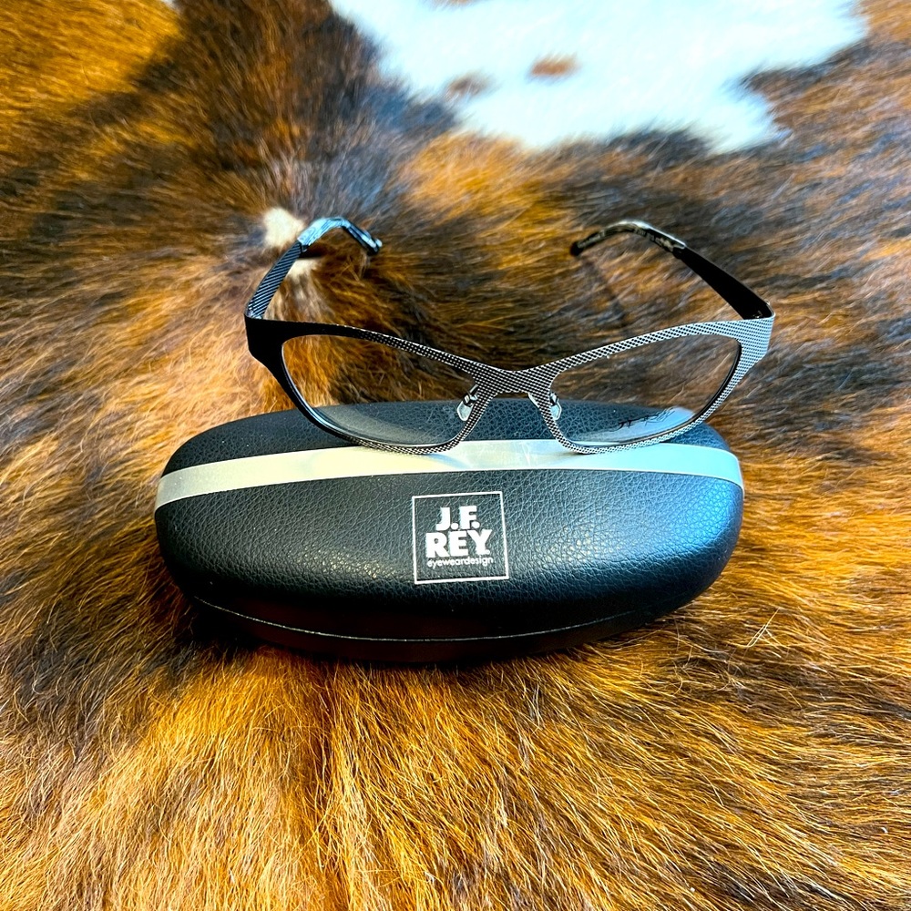 J.F. Rey Titanium Cat Eye Eyeglass Frames 53-17-130 JF2491 0010 Dark Grey